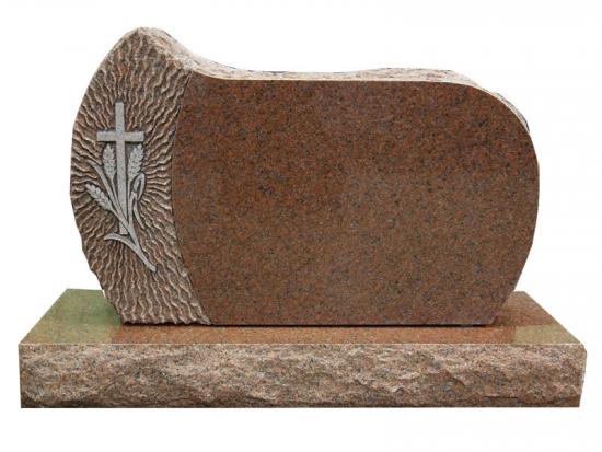 Carved Cross On Headstone Tear Drop Shape