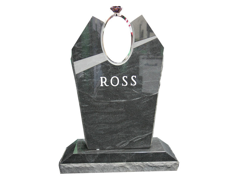 dark grey granite headstone