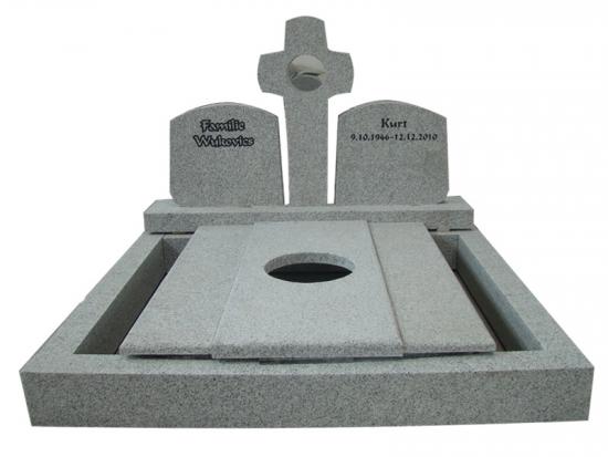 White G603 Granite Tombstone With Cross